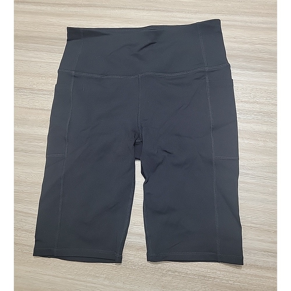 Skechers GO WALK High Waisted Biker Shorts Black Side Pockets Size Medium